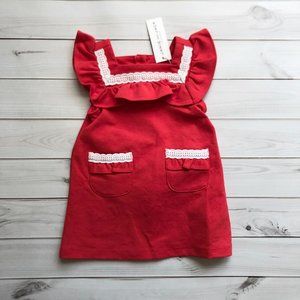 NWT Janie and Jack Flower Island Red Dress 12-18 Months